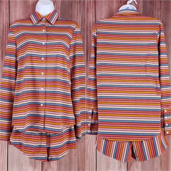 NWT Vetchy Womens Size Small Sunset Stripe Shirt & Shorts 2 Pieces Set - Picture 1 of 16
